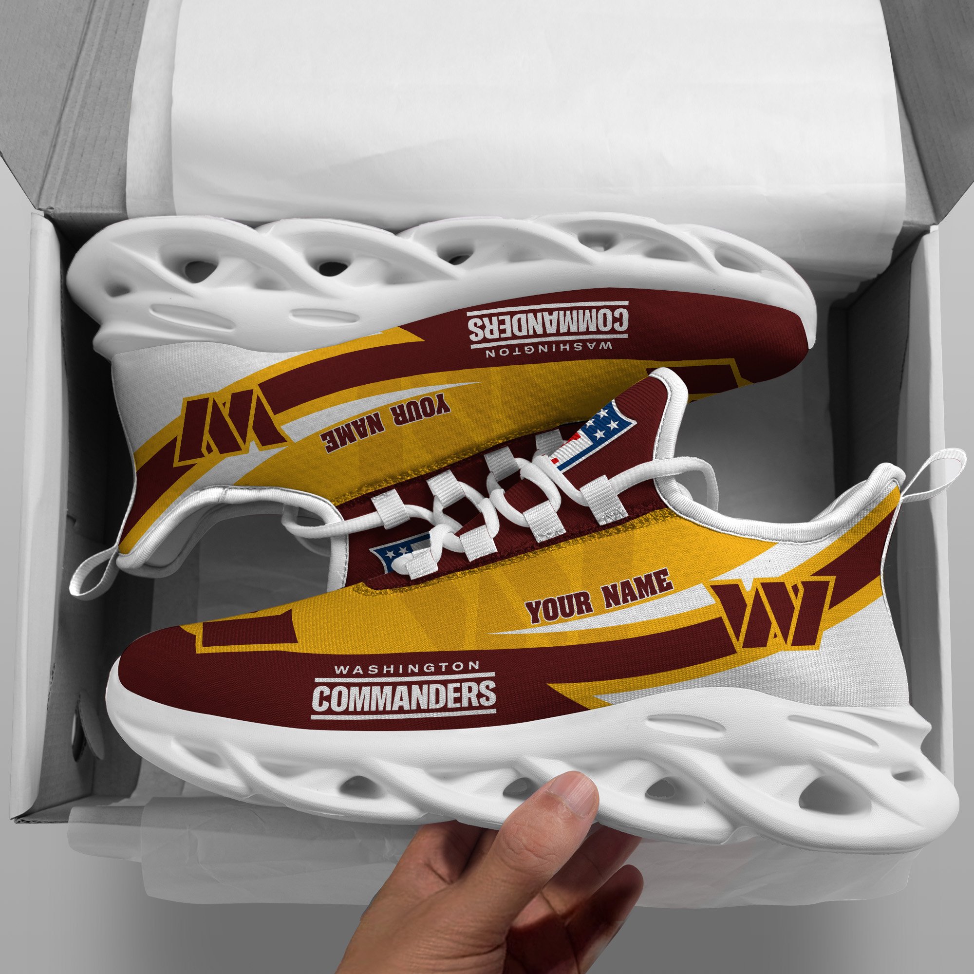 Washington Commanders White Max Soul Shoes 2026 Versions Custom Your Name, Sports Gift For Fan, Sport Gifts PH410