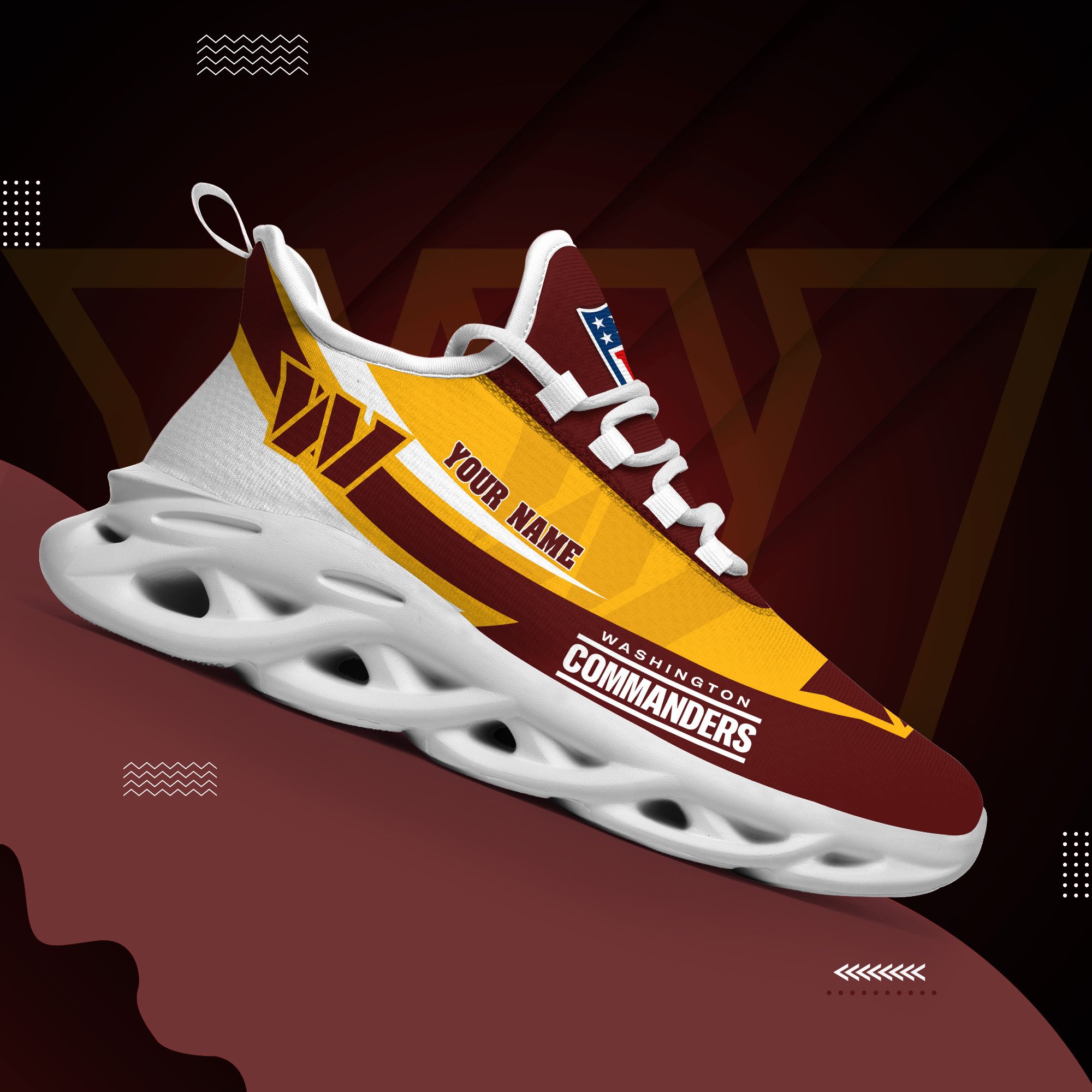 Washington Commanders White Max Soul Shoes 2026 Versions Custom Your Name, Sports Gift For Fan, Sport Gifts PH410