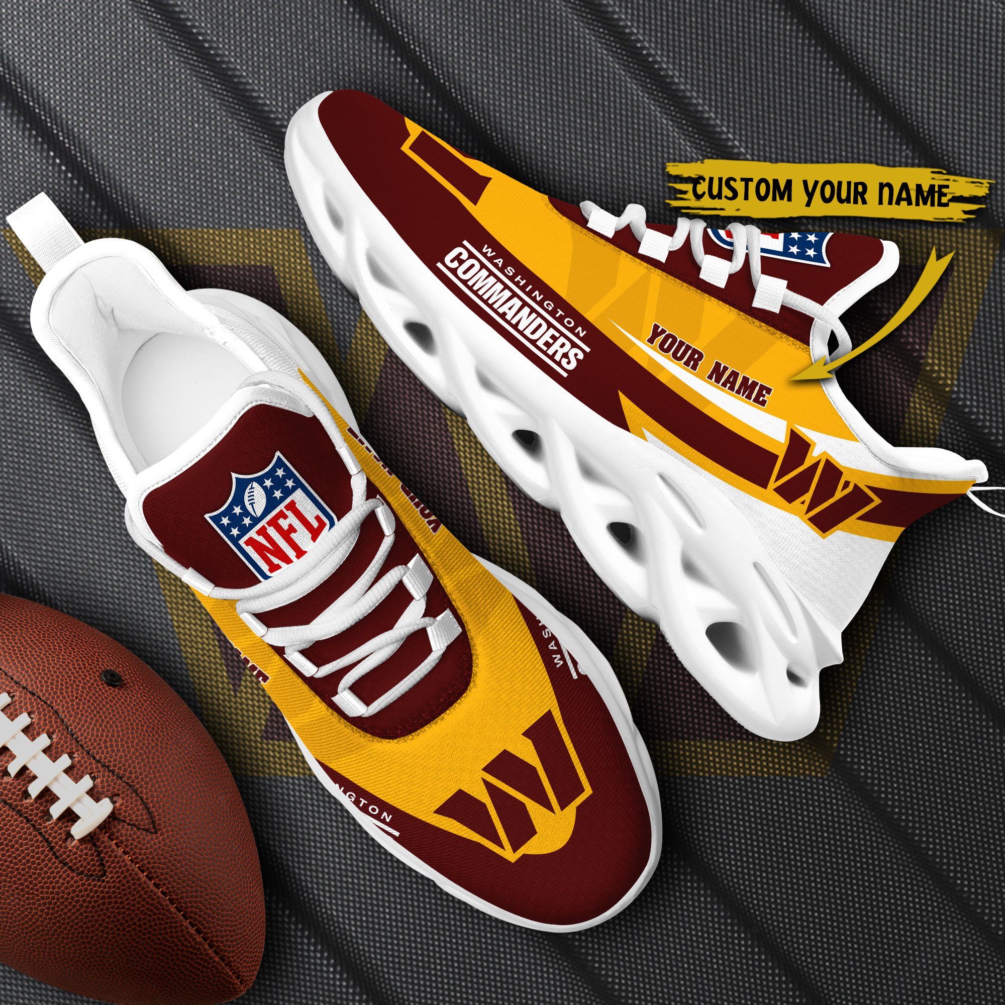 Washington Commanders White Max Soul Shoes 2026 Versions Custom Your Name, Sports Gift For Fan, Sport Gifts PH410