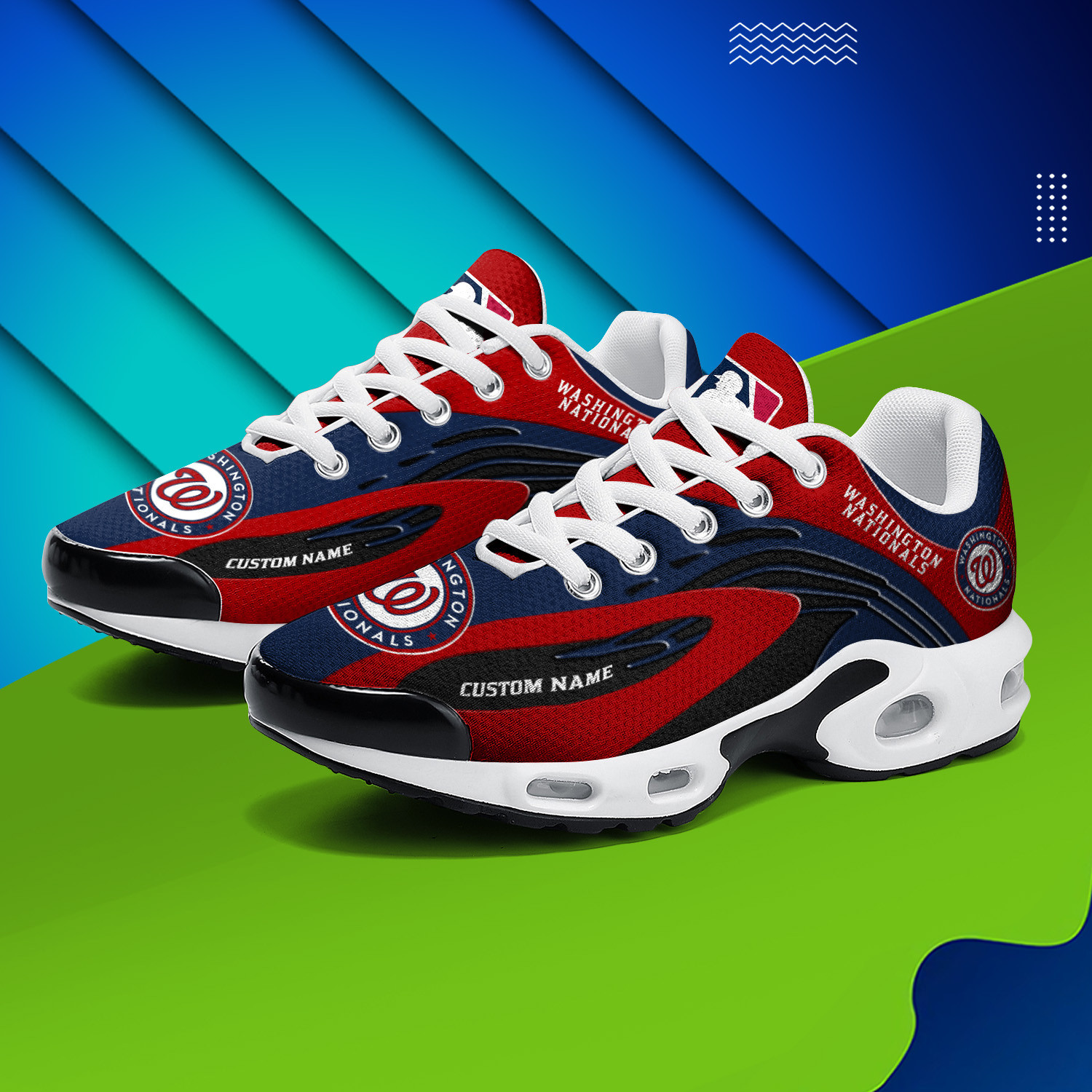 Washington Nationals Personalized Name Team Logo Mix Colors Star Line TN Shoes Air Cushion Sneakers