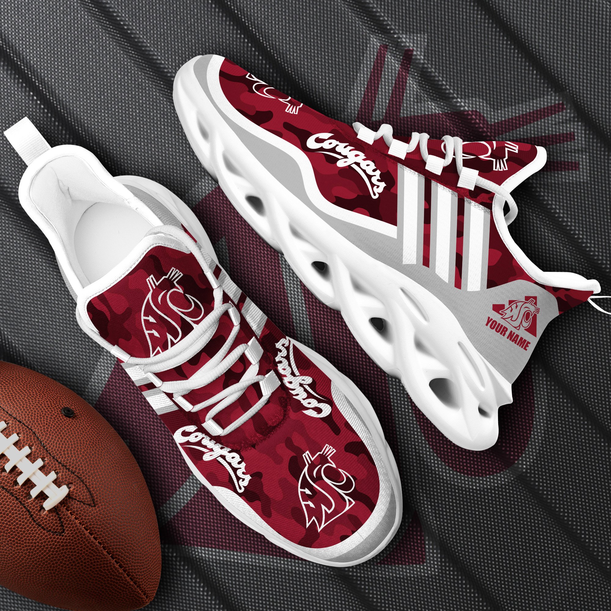 Washington State Cougars Black Max Soul Shoes 2026 Versions Custom Name 466
