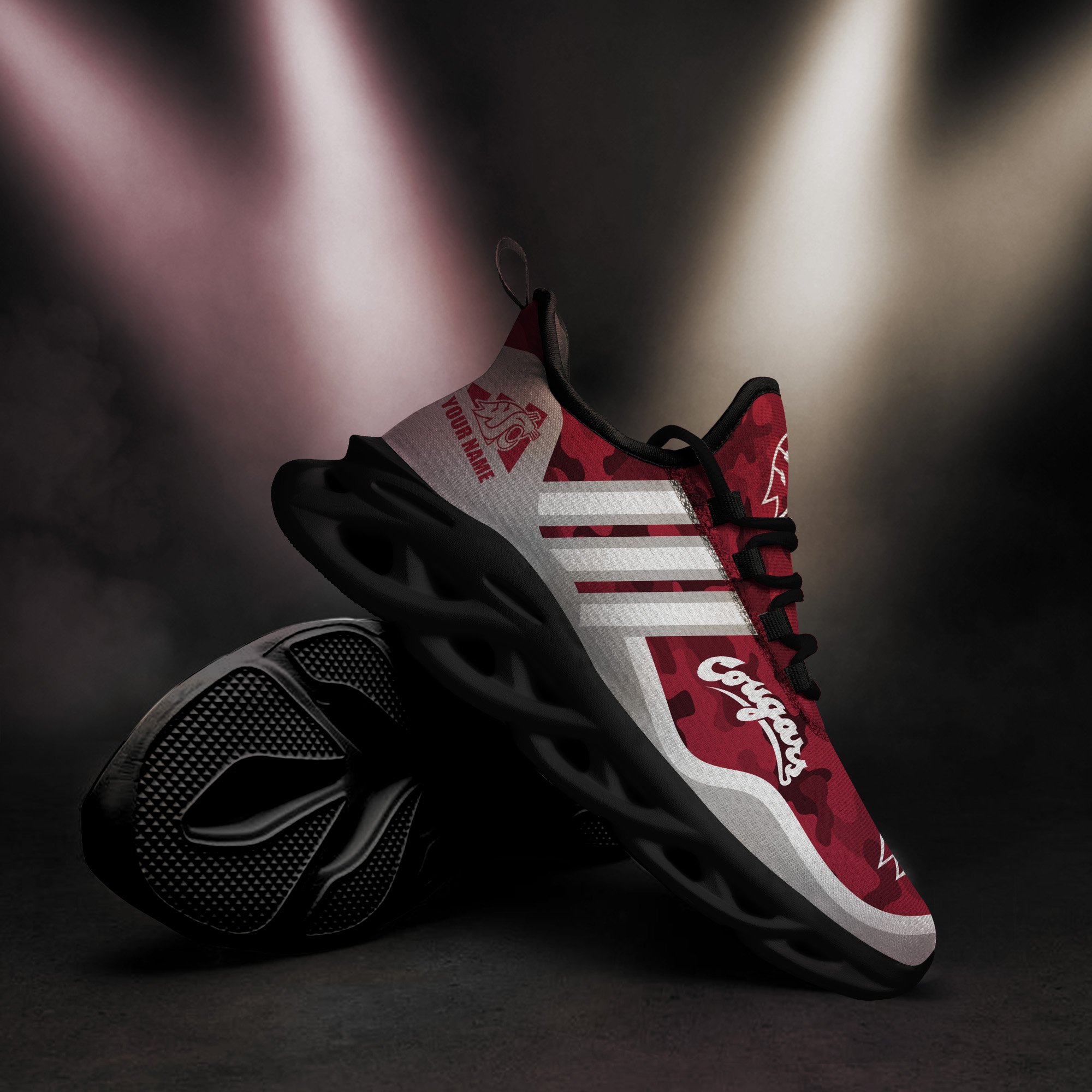 Washington State Cougars Black Max Soul Shoes 2026 Versions Custom Name 466