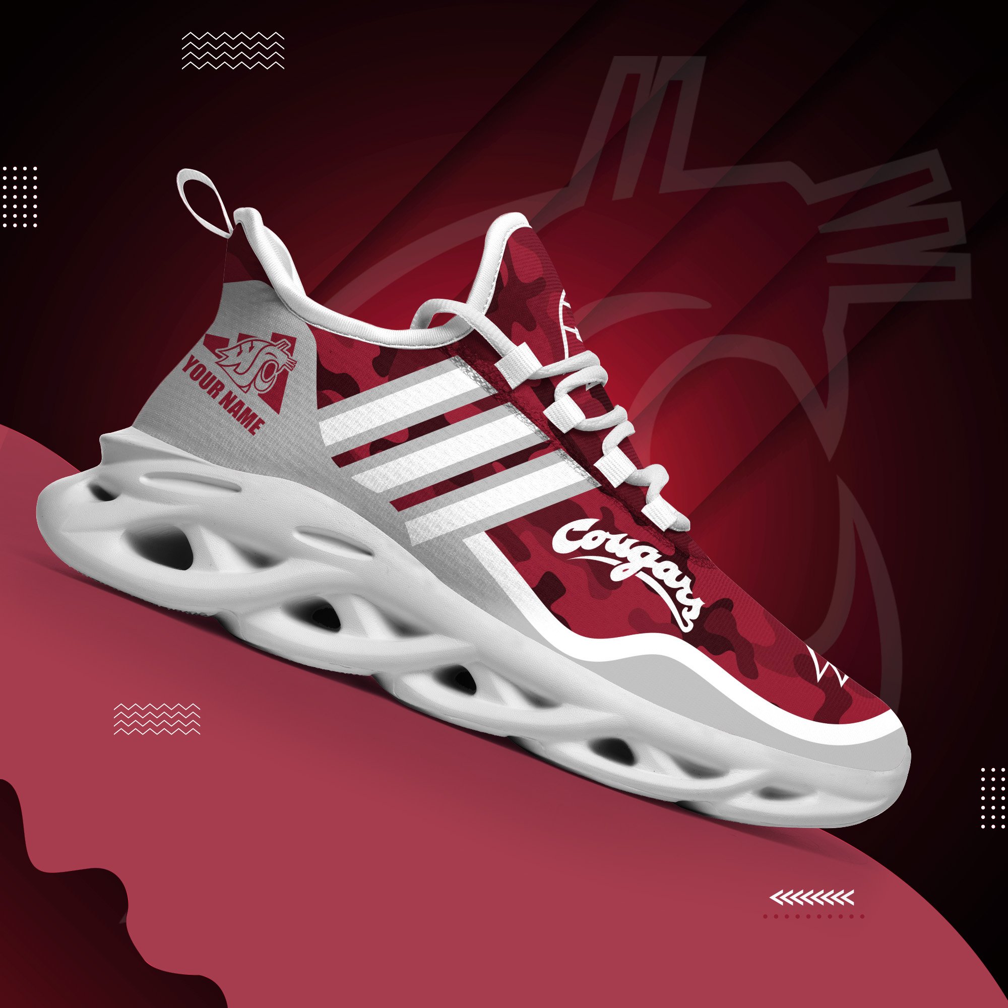 Washington State Cougars Black Max Soul Shoes 2026 Versions Custom Name 466