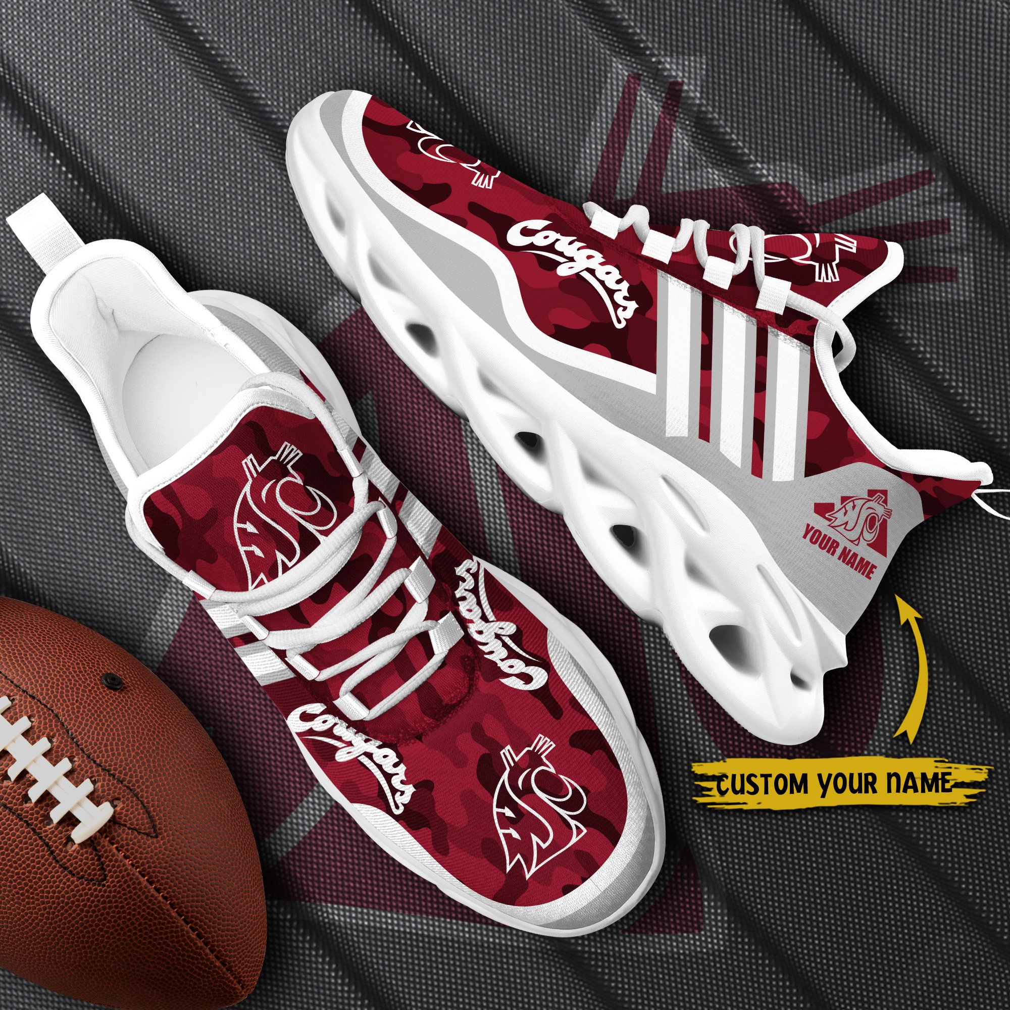 Washington State Cougars Black Max Soul Shoes 2026 Versions Custom Name 466