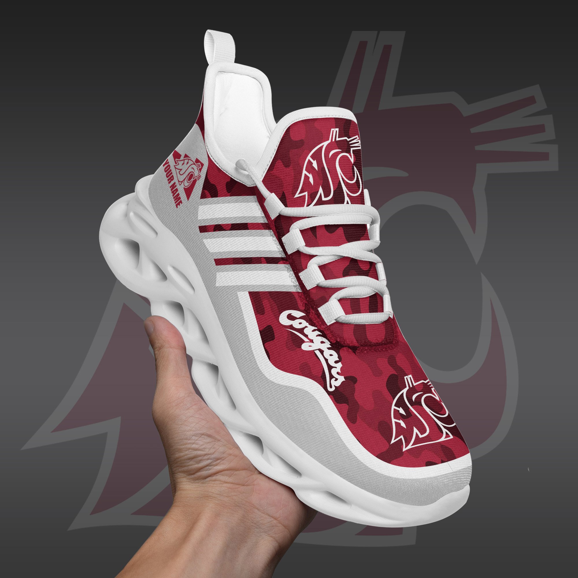 Washington State Cougars Black Max Soul Shoes 2026 Versions Custom Name 466