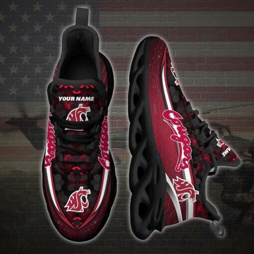 Washington State Cougars Personalized Max Soul YZ Running Sneakers 111