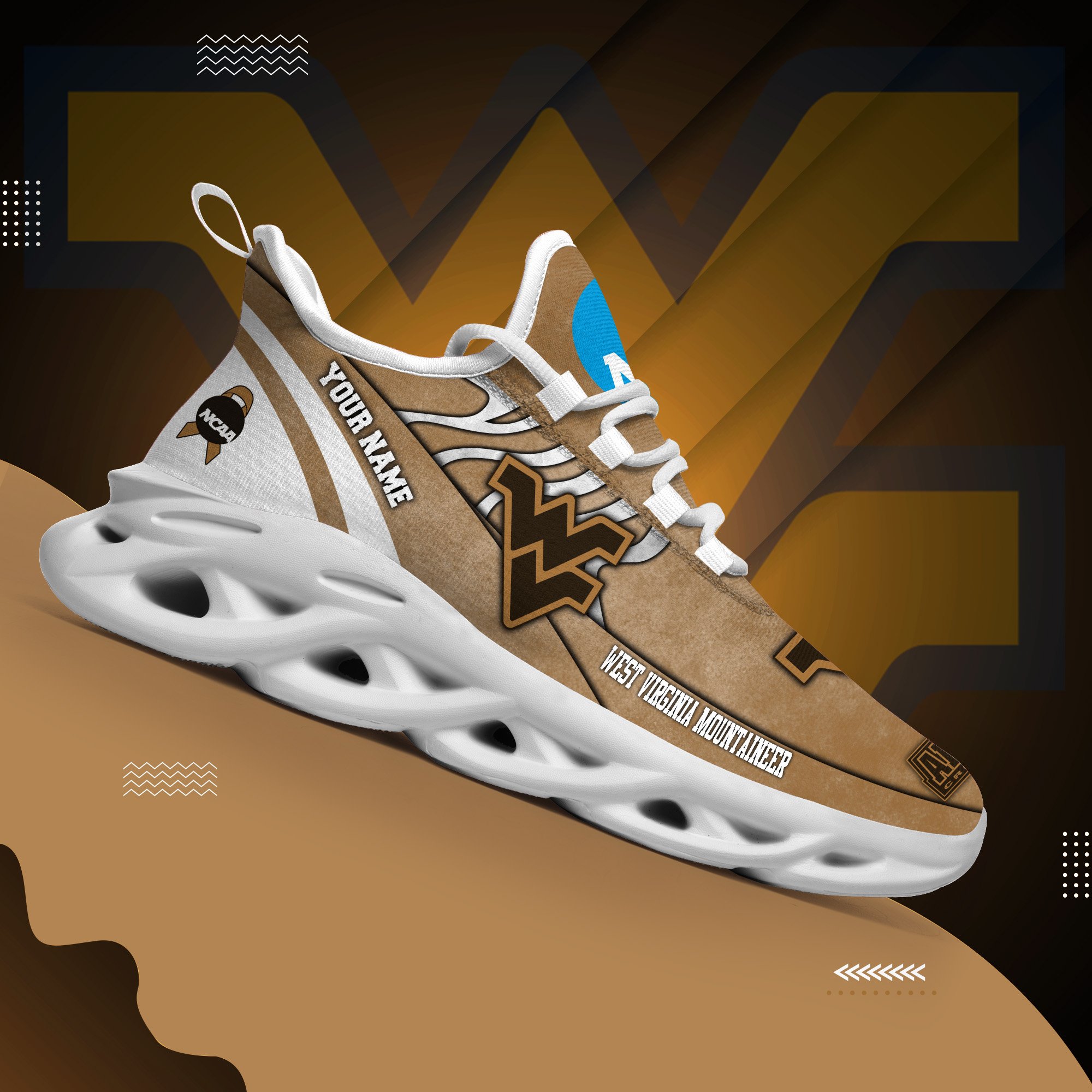 West Virginia Mountaineers Black Max Soul Shoes 2026 Versions Custom Your Name And Number 312