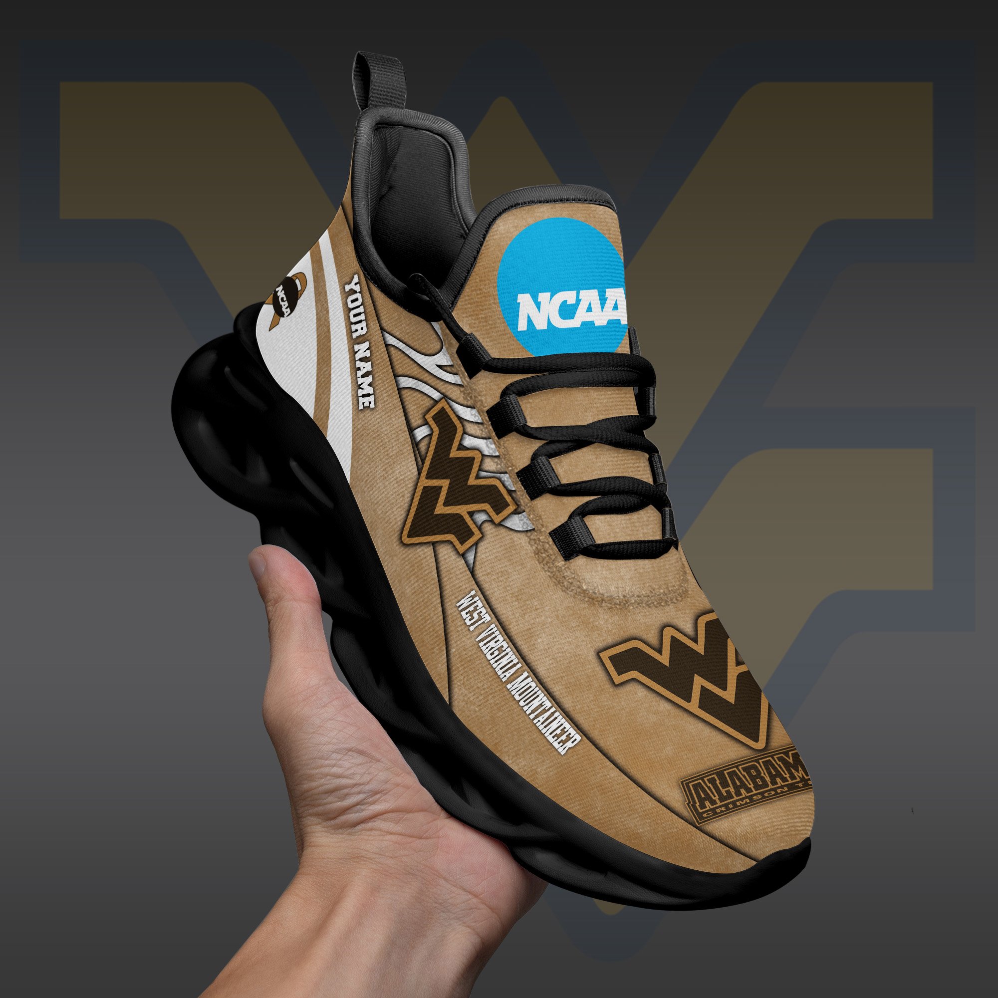 West Virginia Mountaineers Black Max Soul Shoes 2026 Versions Custom Your Name And Number 312