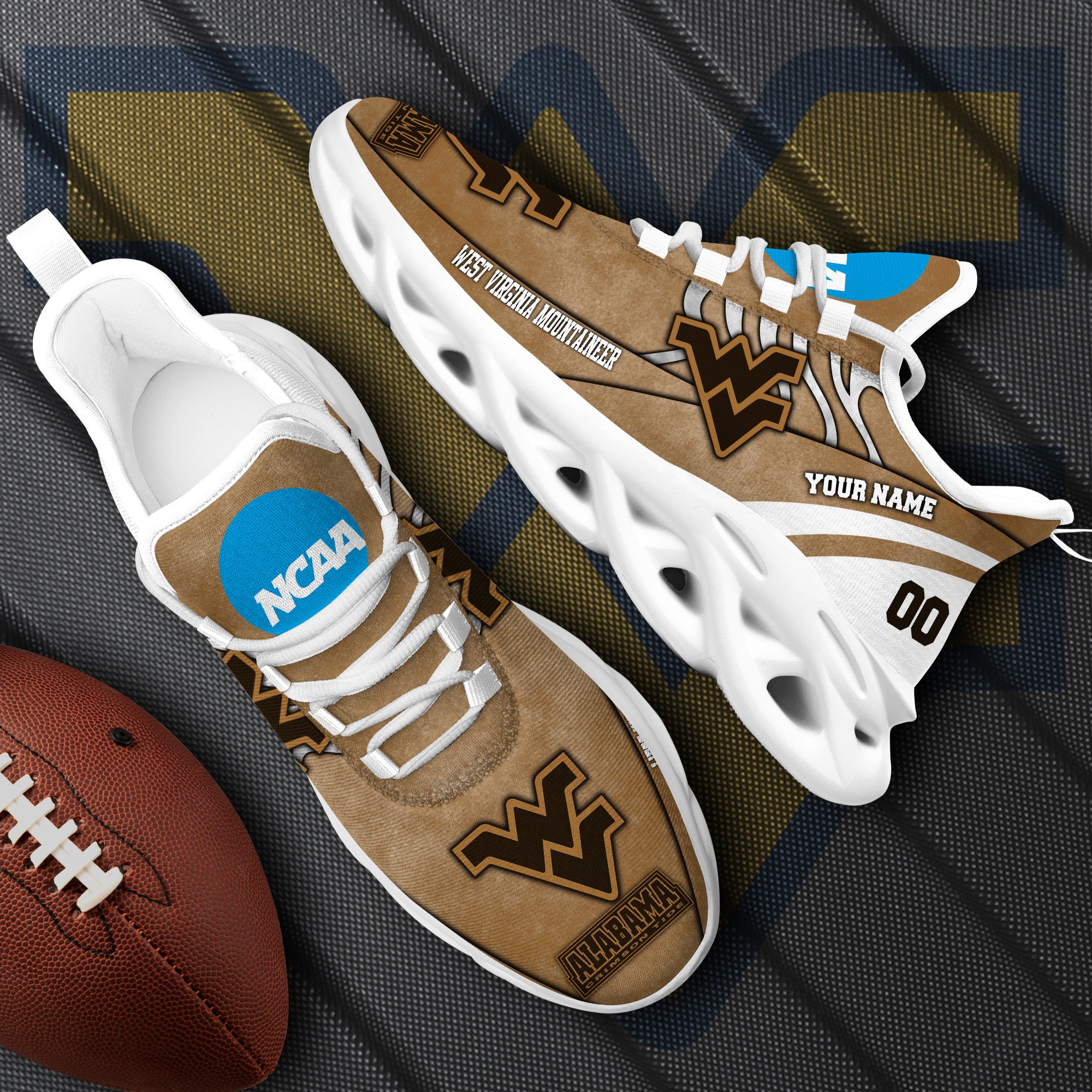 West Virginia Mountaineers Black Max Soul Shoes 2026 Versions Custom Your Name And Number 312
