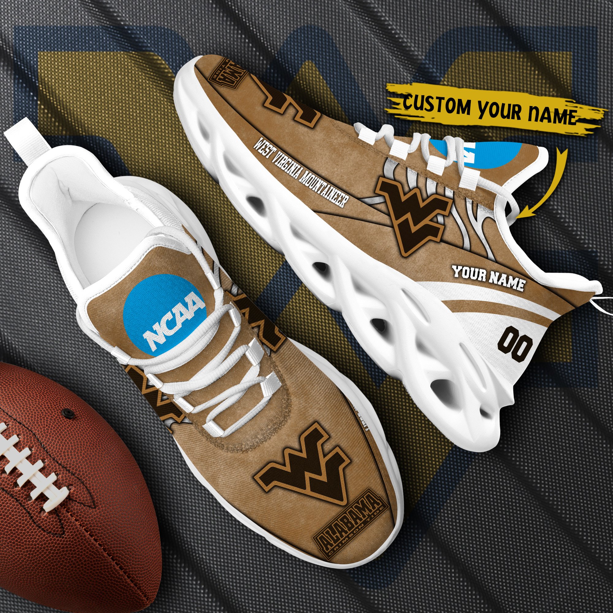 West Virginia Mountaineers Black Max Soul Shoes 2026 Versions Custom Your Name And Number 312