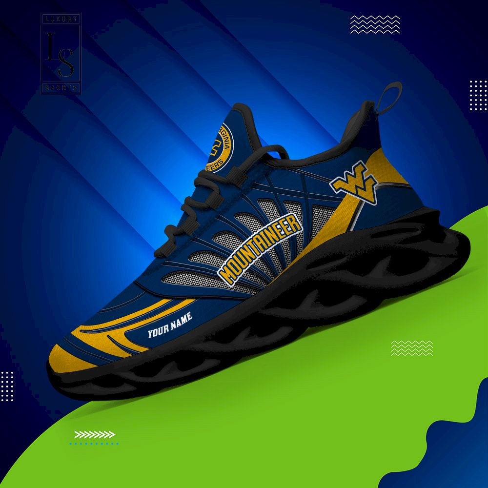 West Virginia Mountaineers Custom Name Max Soul Shoes