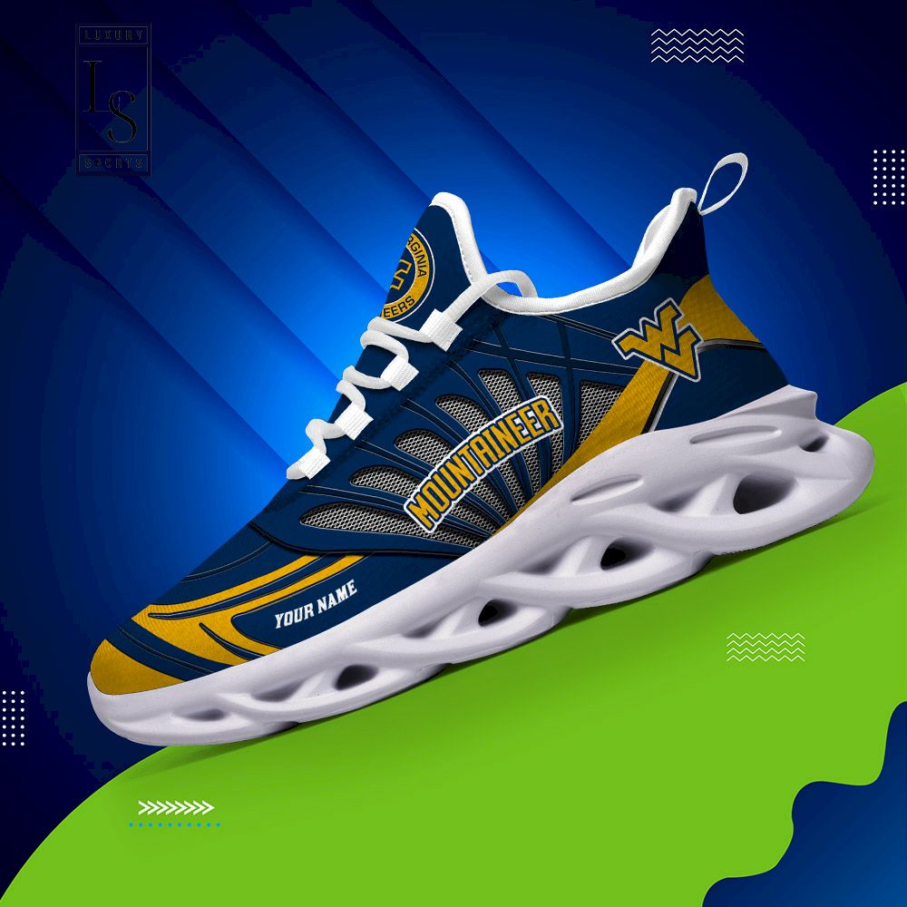 West Virginia Mountaineers Custom Name Max Soul Shoes