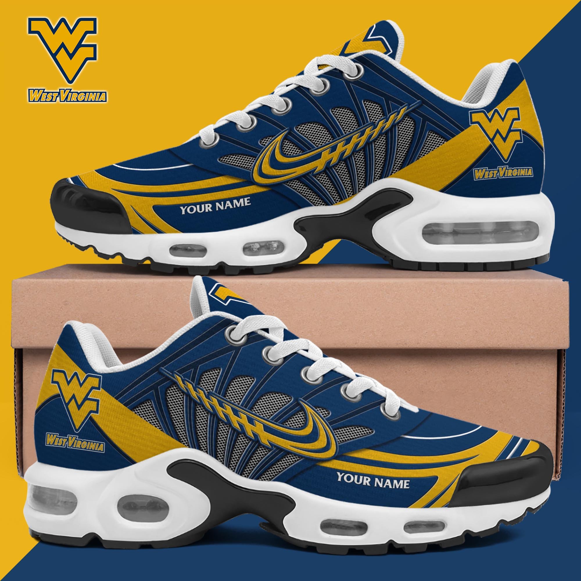 West Virginia Mountaineers TN Shoes 2026 Version Custom Name 135