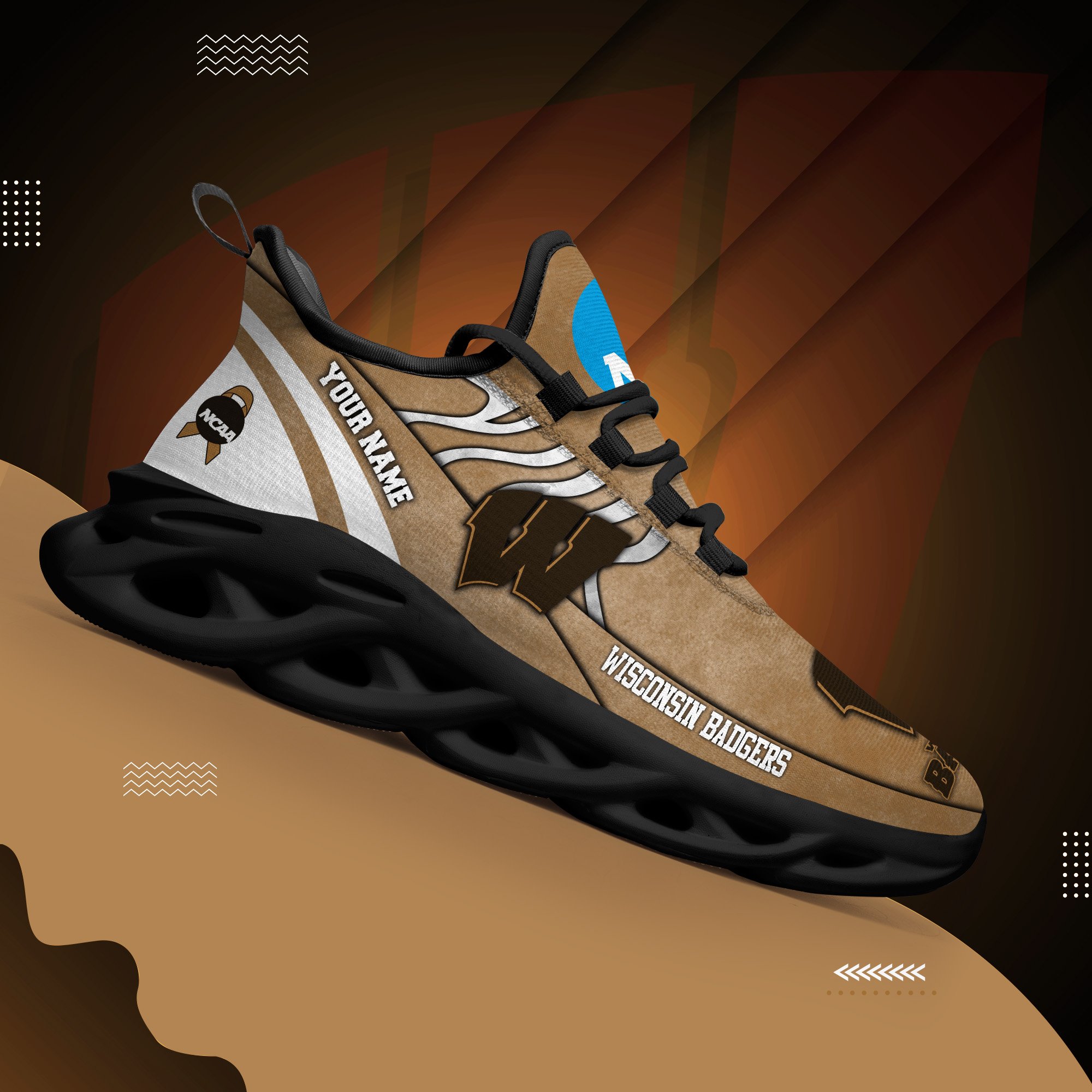 Wisconsin Badgers Black Max Soul Shoes 2026 Versions Custom Your Name And Number 312