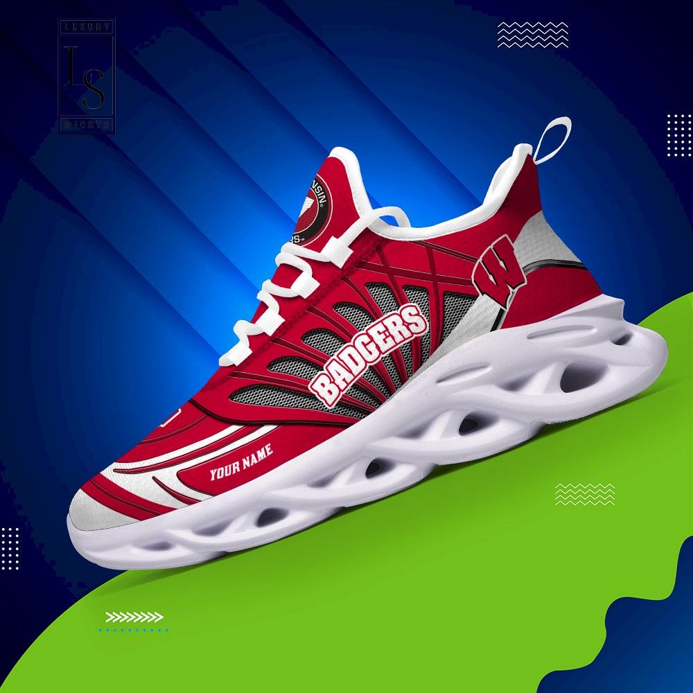 Wisconsin Badgers Custom Name Max Soul Shoes