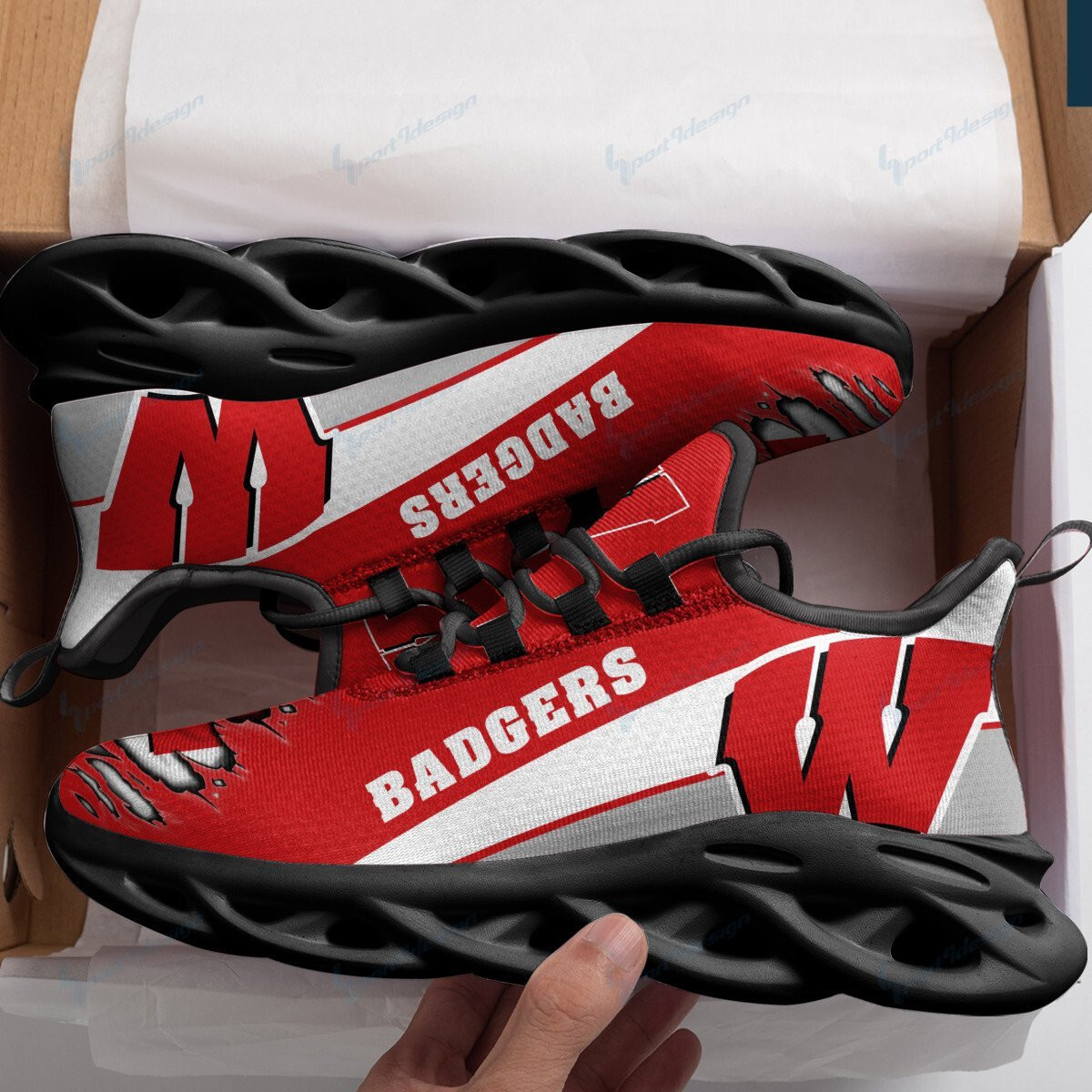 Wisconsin Badgers Max Soul YZ Running Sneakers 983