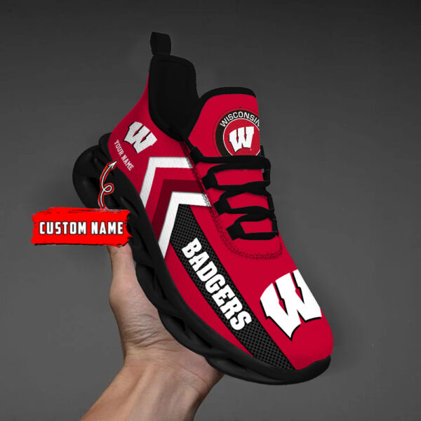 Wisconsin Badgers Personalized Custom Name Max Soul Shoes DS003