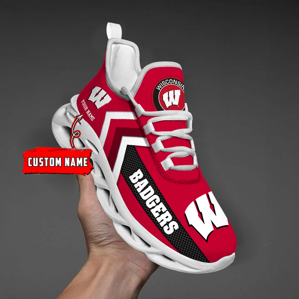 Wisconsin Badgers Personalized Custom Name Max Soul Shoes DS003