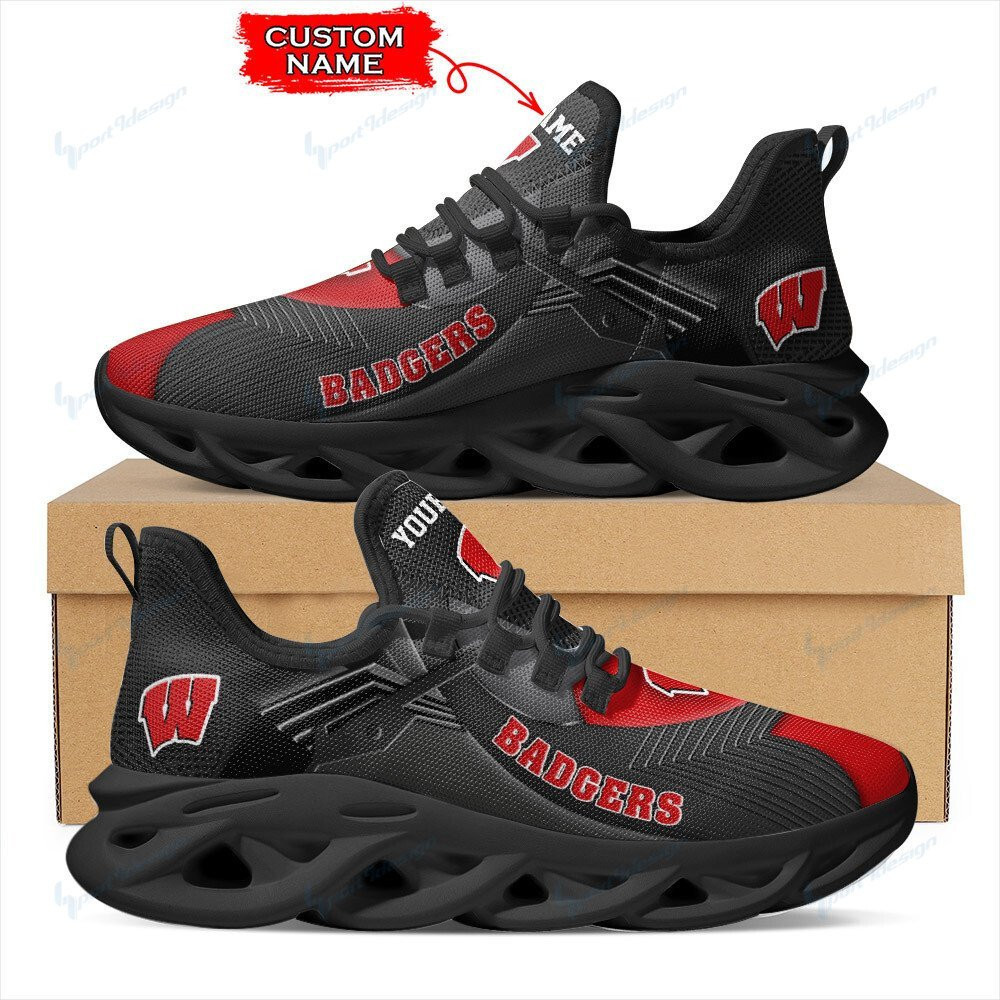Wisconsin Badgers Personalized Max Soul YZ Running Sneakers 279