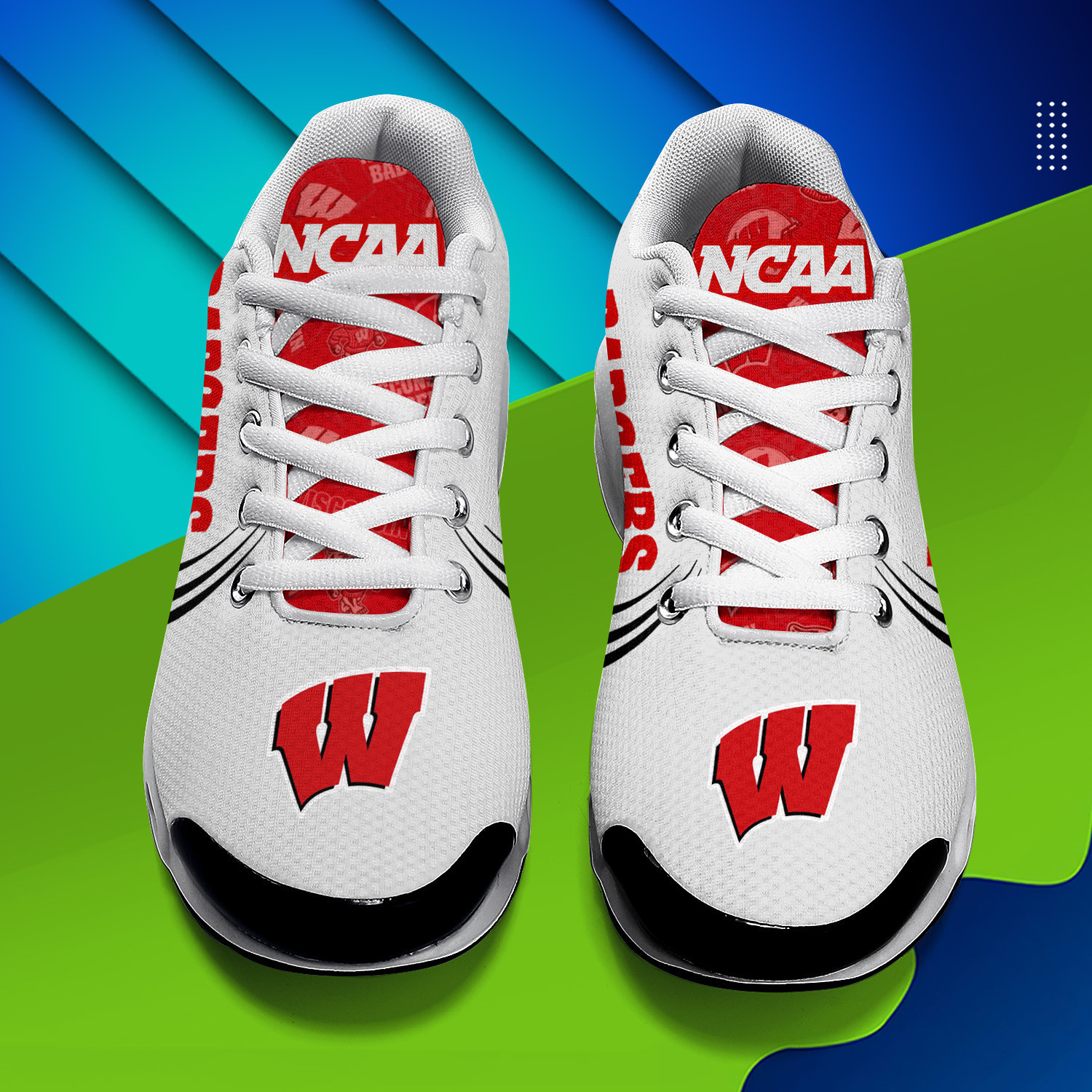 Wisconsin Badgers Personalized Name Team Logo Mix Colors Zipped Line TN Shoes Air Cushion Sneakers