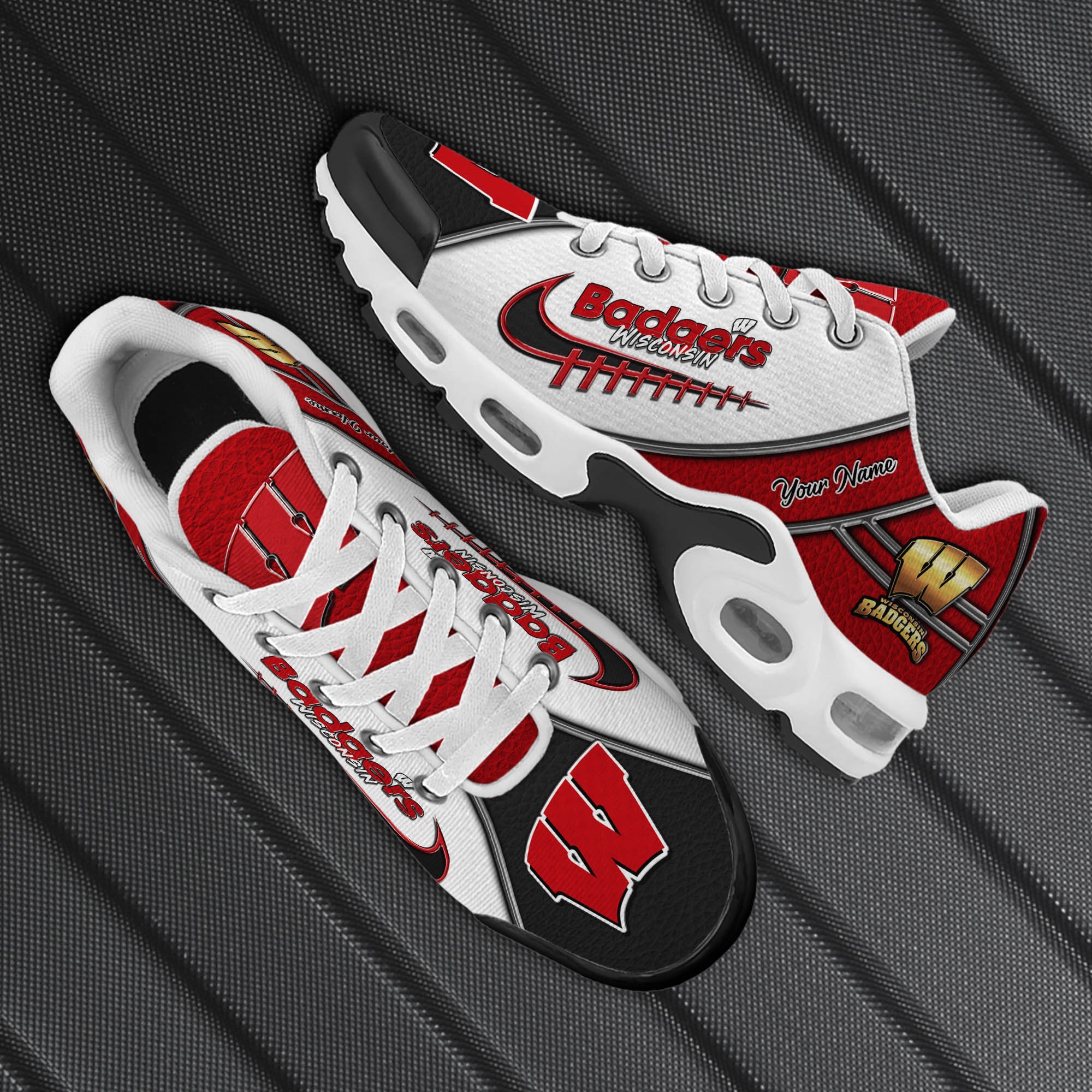 Wisconsin Badgers TN Shoes 2026 Version Custom Your Name, Football Team Shoes 516