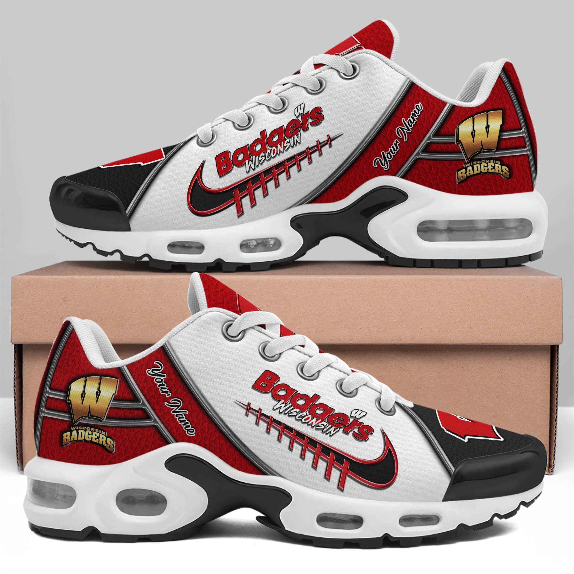 Wisconsin Badgers TN Shoes 2026 Version Custom Your Name, Football Team Shoes 516