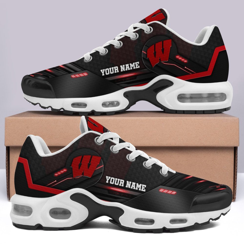Wisconsin Badgers TN Shoes 2026 Version Personalized Your Name, Sport Shoes, Gifts For Sport Fans, Gifts For Him PH897