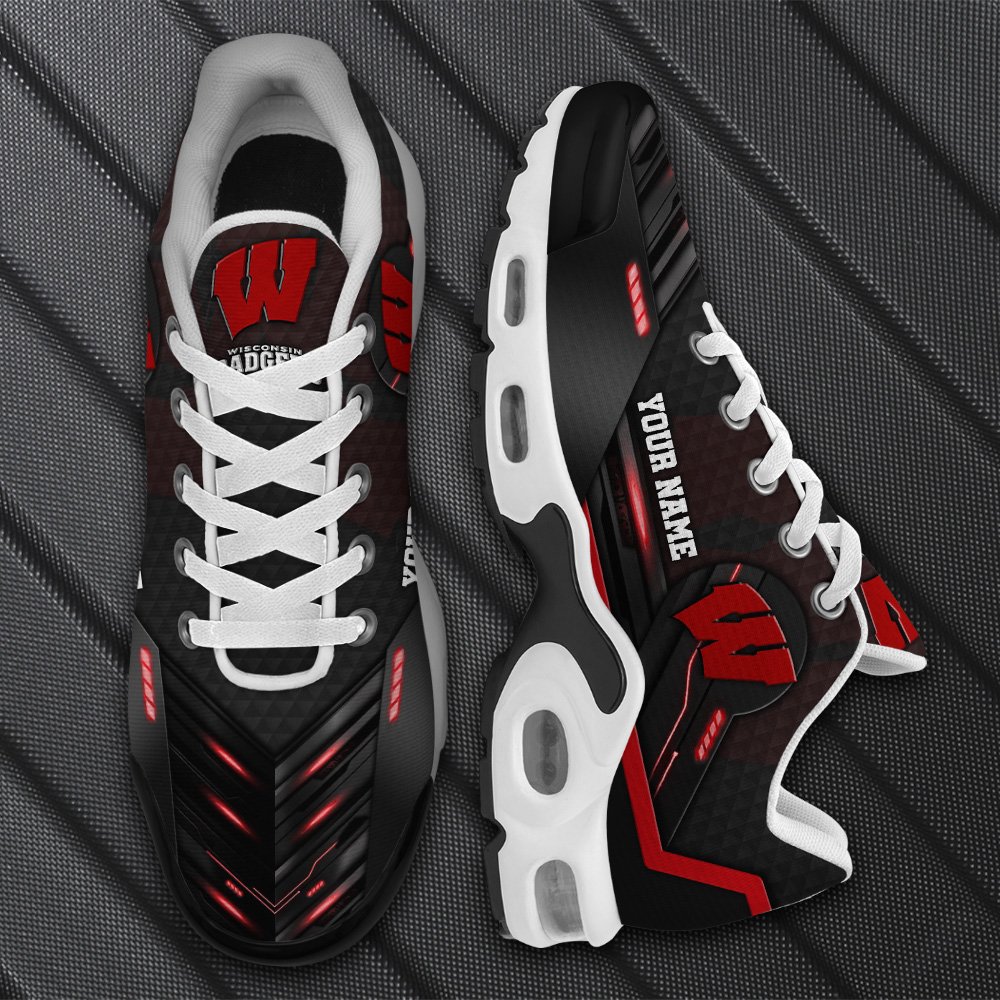 Wisconsin Badgers TN Shoes 2026 Version Personalized Your Name, Sport Shoes, Gifts For Sport Fans, Gifts For Him PH897