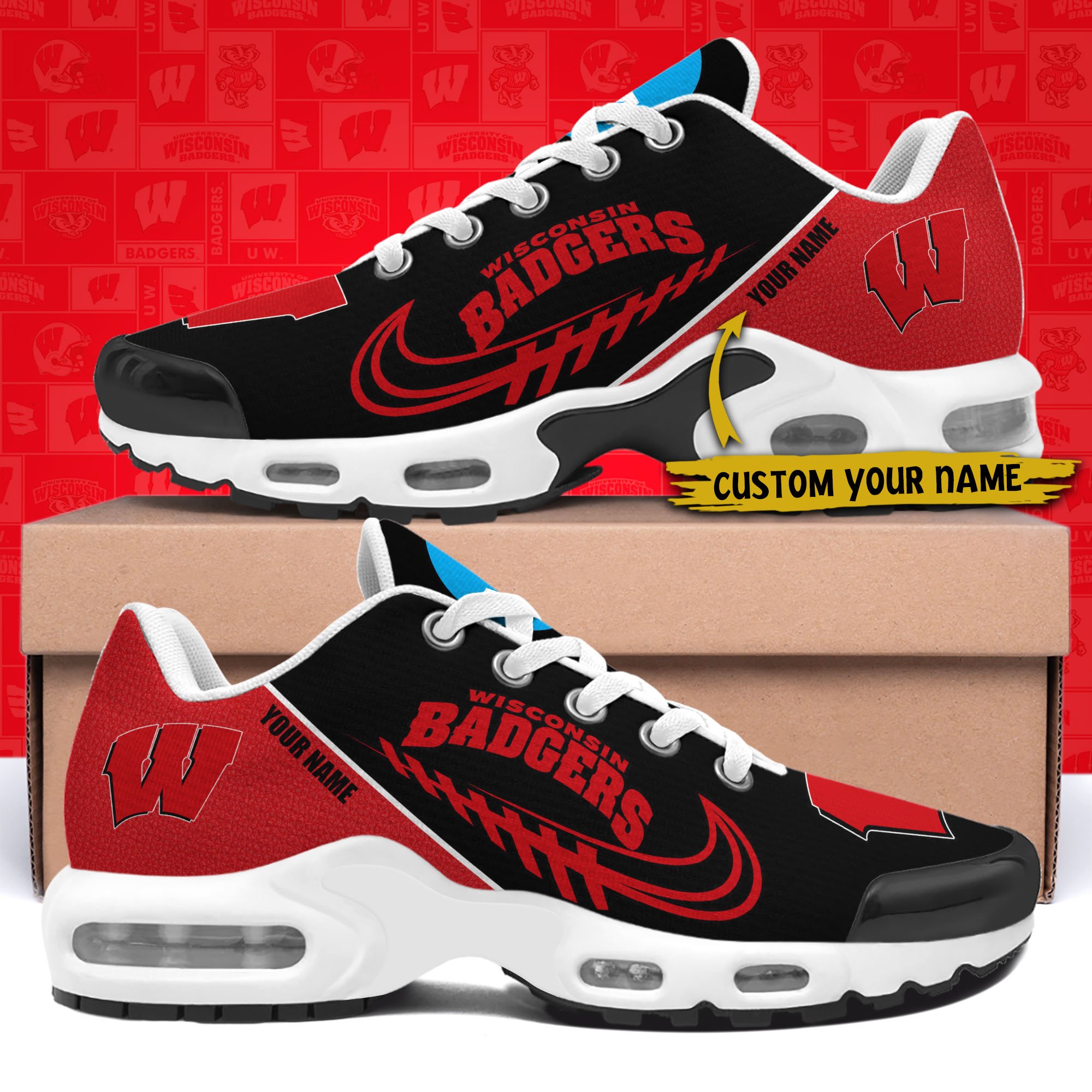 Wisconsin Badgers TN Shoes Custom Your Name 514